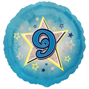 18 Inch (44 cm) Anagram Age 9 Blue Stars folie ballon