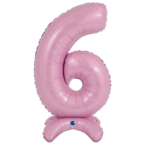 25 inch (64 cm) Grabo Standup Number Six Pastel Pink folie ballon