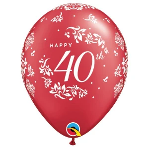 11 Inch (28 cm) Qualatex 40th Anniversary Damask ballonnen