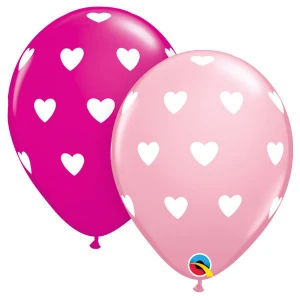 11 Inch (28 cm) Qualatex Big Hearts - Pink & Wild Berry ballonnen