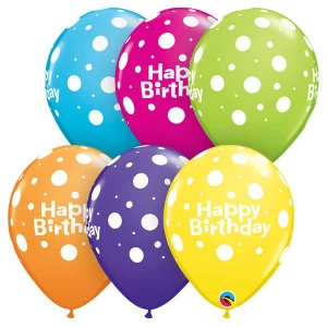 11 Inch (28 cm) Qualatex Birthday Big Polka Dots ballonnen