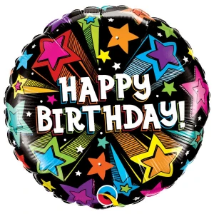 18 Inch (46 cm) Qualatex Birthday Colorful Shooting Stars folie ballon