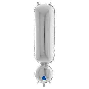 40 Inch (102 cm) Grabo Symbol ! Silver folie ballon