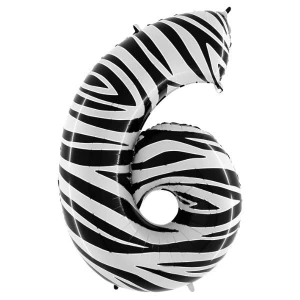 40 Inch (102 cm) Grabo Number Six Zebraloon folie ballon