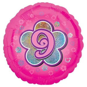 18 Inch (44 cm) Anagram Age 9 Pink Flower folie ballon