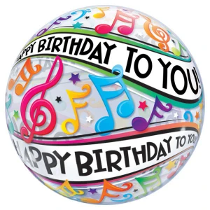 22 Inch (56 cm) Qualatex Happy Birthday To You Music Notes bubble ballon