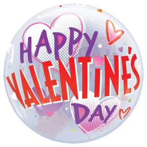 22 Inch (56 cm) Qualatex Valentine's Bold Hearts bubble ballon